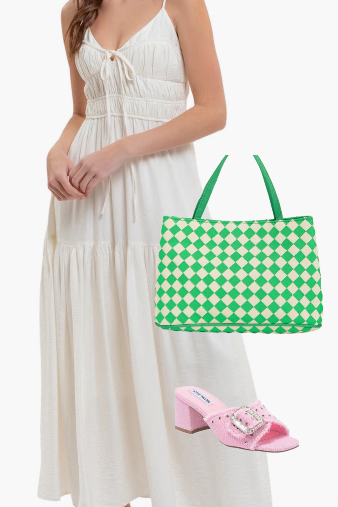 Pink and green for summer! How fun is this green checkered bag by loeffler Randall bag, it’s super on sale at Nordstrom rack! These denim pink heels from Steve Madden are on sale under $60!

#LTKSummerSales