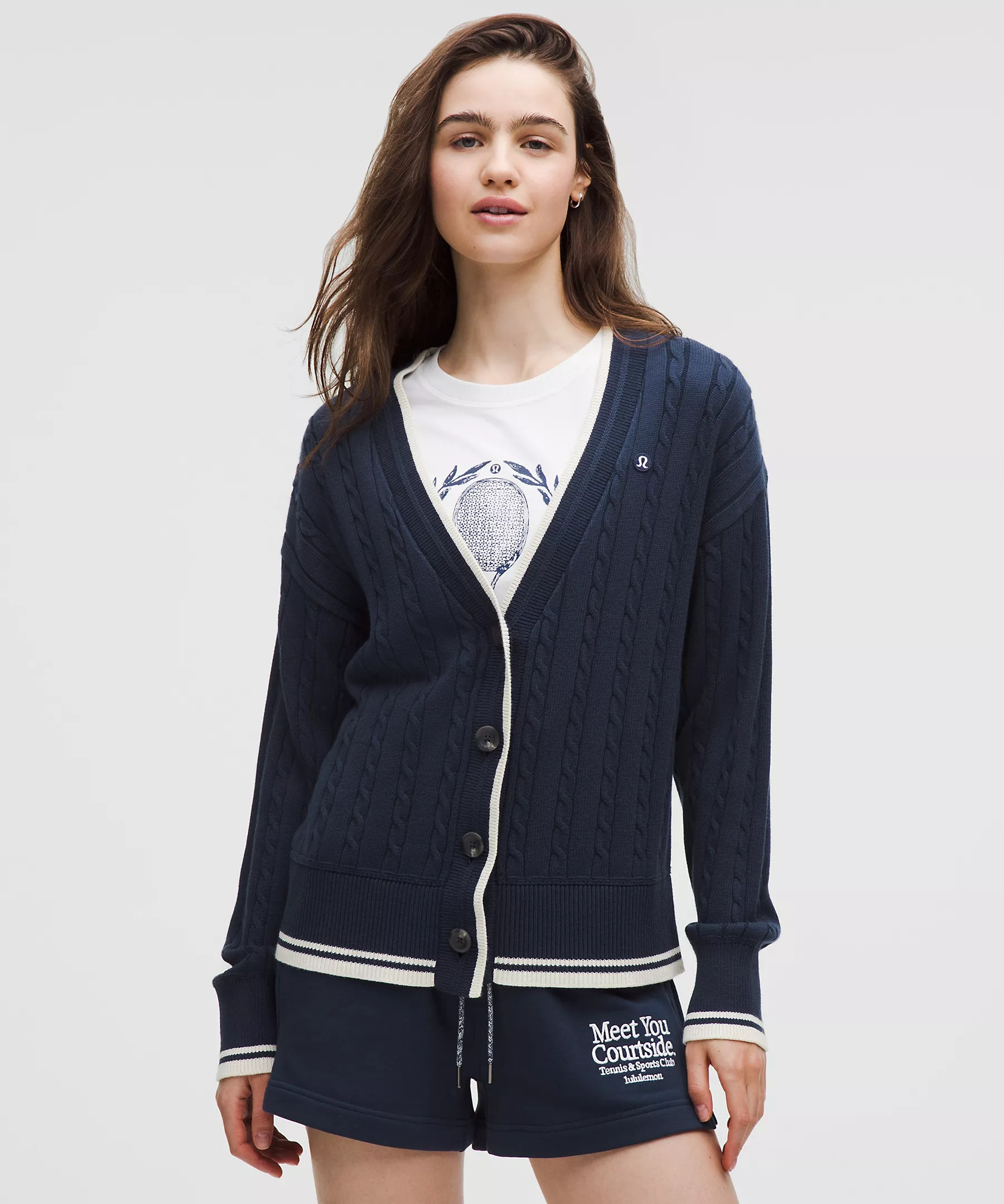Cotton-Blend Cable-Knit Cardigan | Lululemon (US)