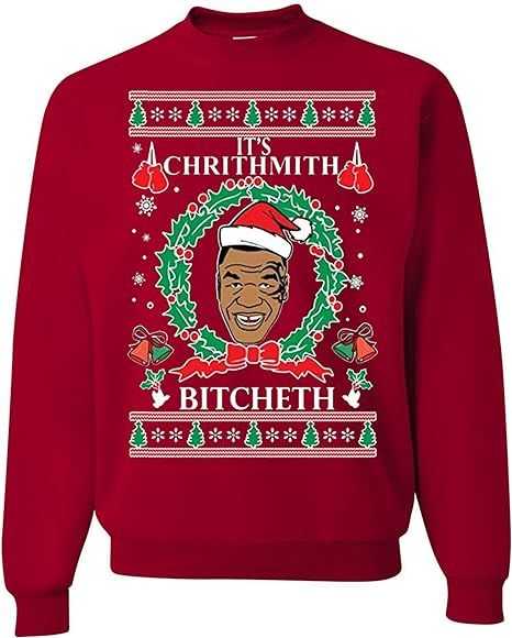 wild custom apparel Mike Chrithmith B I t c h e t h Tyson Lips Ugly Christmas Sweater Mens Crew N... | Amazon (US)