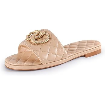 Flat Sandals for Women Slides Dressy Elegant Comfortable Open Toe Fashion Sandals with Memory Foa... | Amazon (US)