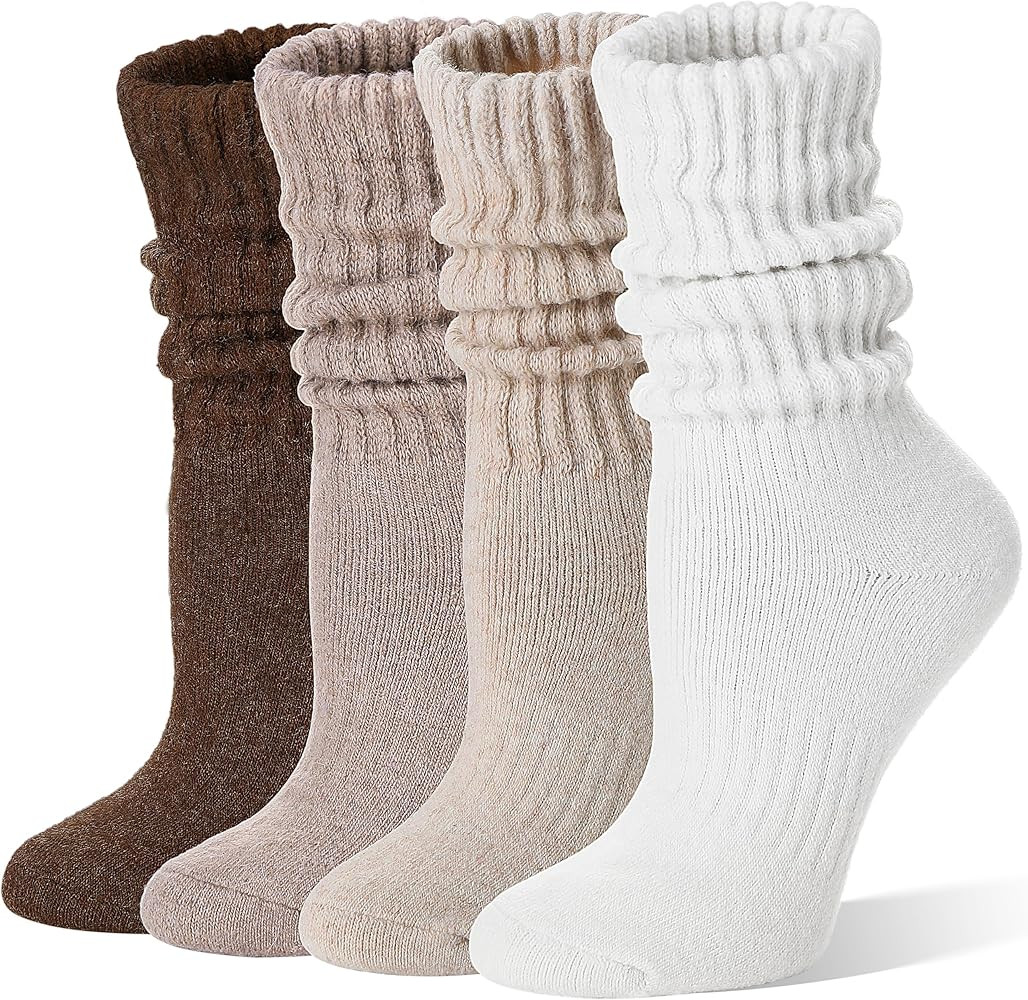 EBMORE Merino Wool Slouch Boot Socks Thermal Warm Winter Thick Scrunch Cozy Crew Socks for Women ... | Amazon (US)