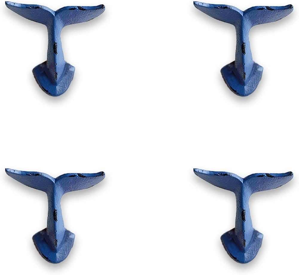 SPI Home 64009 Distressed Blue Whale Tale 3 x 4 Cast Iron Decorative Wall or Coat Hook (Set of 4) | Amazon (US)