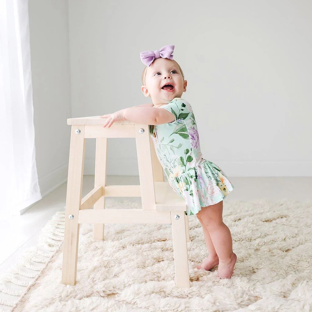 Henley Twirl Skirt Bodysuit | Erin | Floral Baby Girl Bodysuit | Posh Peanut