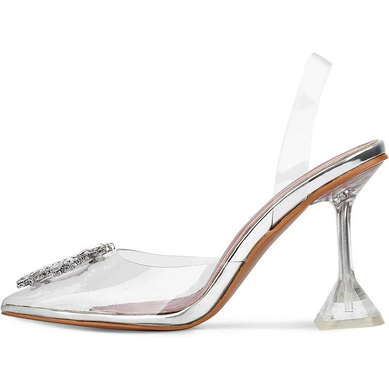 Allegra K Women's Clear Slide Stiletto Heel Clear Sandals | Walmart (US)