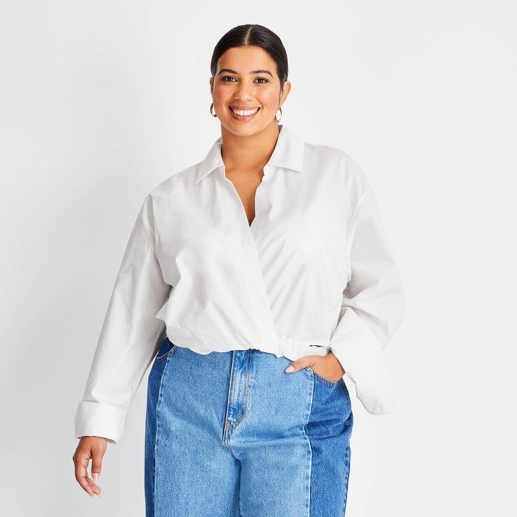 Women's Long Sleeve Crop Blouse - Future Collective™ with Kahlana Barfield Brown | Target