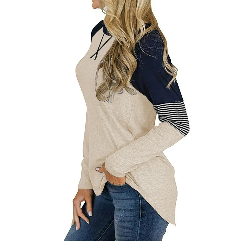 SHIBEVER Womens Fall Tops Long Sleeve Tunic Tops Loose Striped Print T Shirt Clothing Crew Neck S... | Walmart (US)