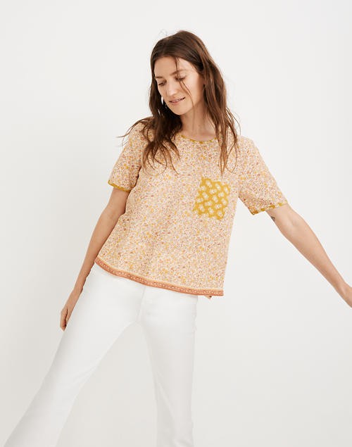 Button-Back Pocket Tee in Jaipur Floral | Madewell