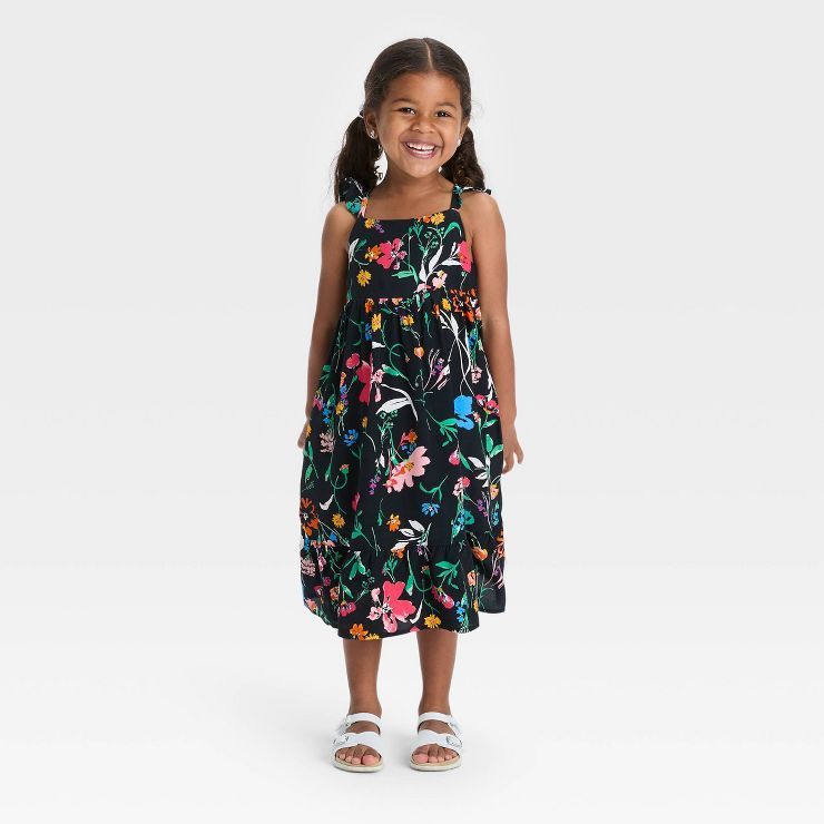 Toddler Girls' Floral Crepe Dress - Cat & Jack™ Black | Target