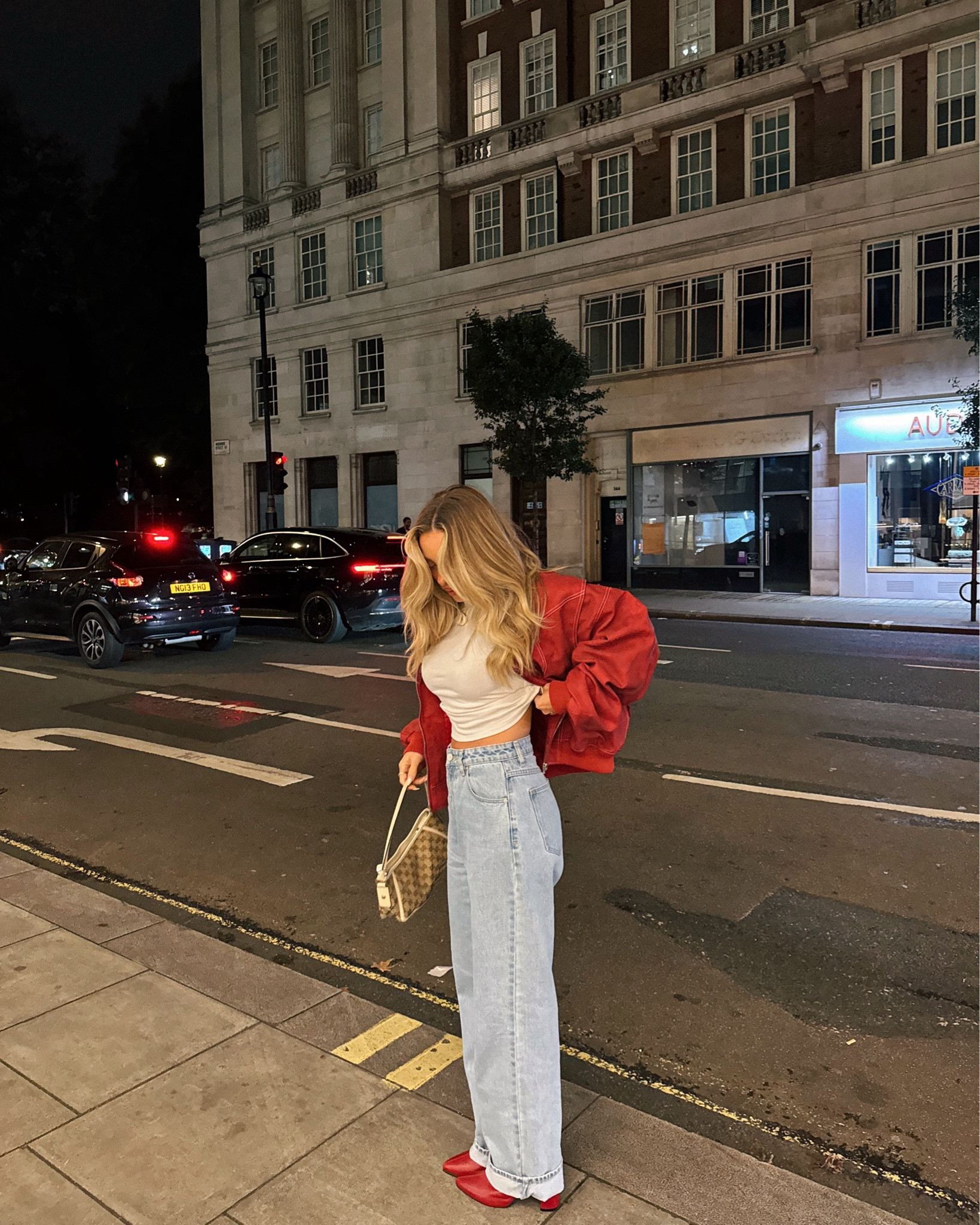 Size s jacket 
Sized up 1 to a 26 in denim 
Size s in tee ♥️🍒🍷

#LTKStyleTip #LTKSeasonal