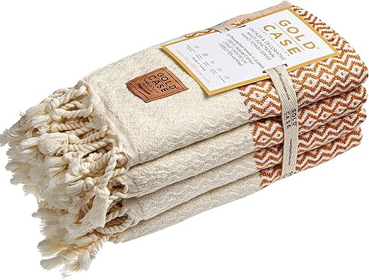 GOLD CASE Zeus Original Turkish Hand Towels - Set of 4-20x40 100% Cotton Decorative Bathroom and ... | Amazon (US)