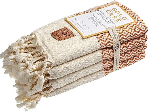GOLD CASE Zeus Original Turkish Hand Towels - Set of 4-20x40 100% Cotton Decorative Bathroom and ... | Amazon (US)