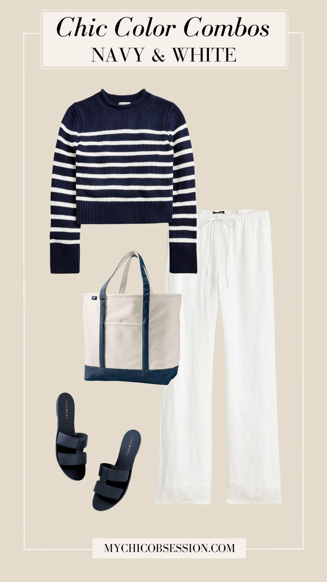  Navy and white is a classic color combo for spring and summer. Pair a striped rollneck sweater with white linen pants, navy sandals, and a trending boat tote.
 

#LTKStyleTip #LTKShoeCrush #LTKSeasonal