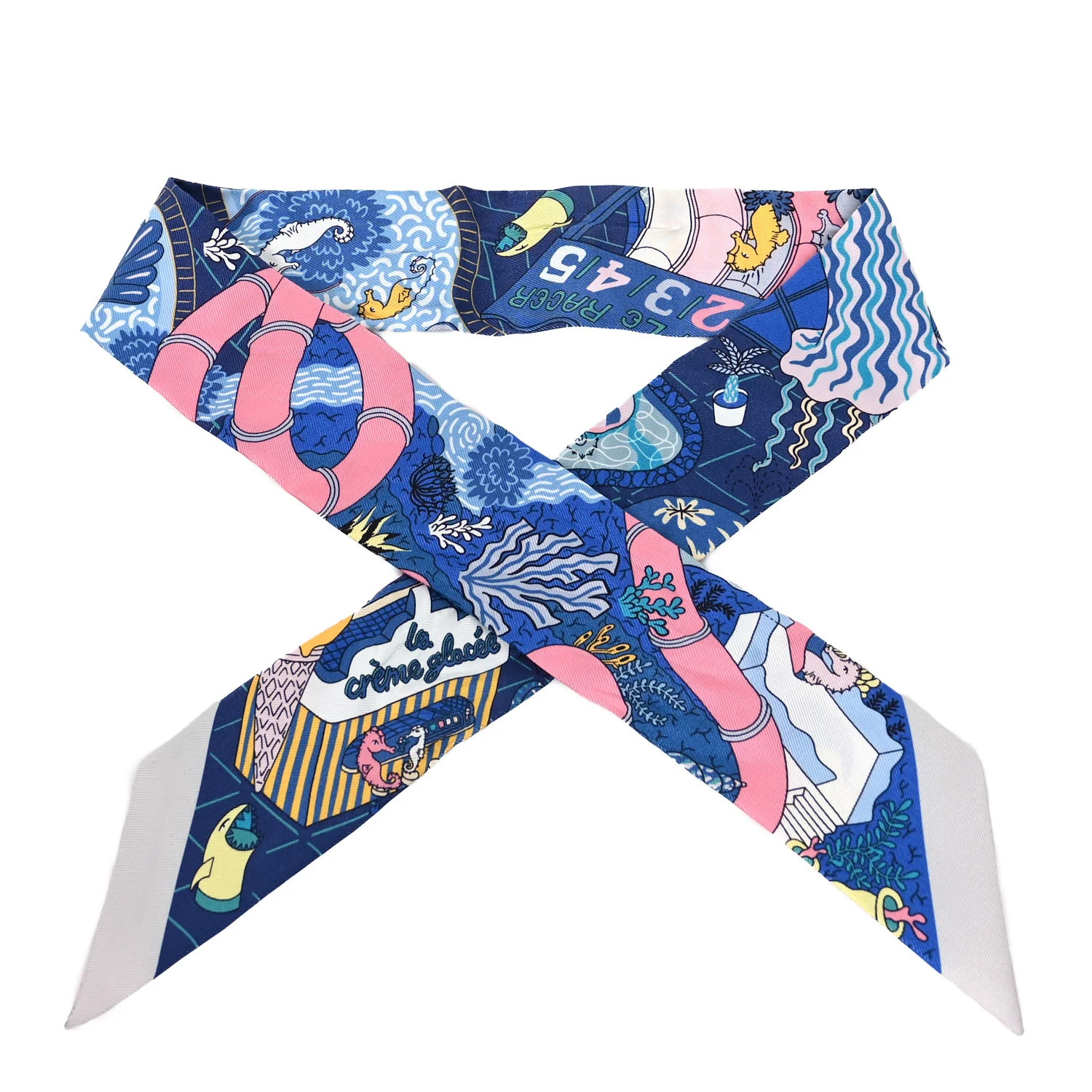 Silk Splash Park Twilly Bleu Rose Bonbon Jaune | FASHIONPHILE (US)