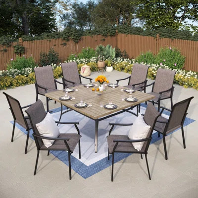 Sutiya 8 - Person Metal Patio Dining Set with Square Table | Wayfair North America
