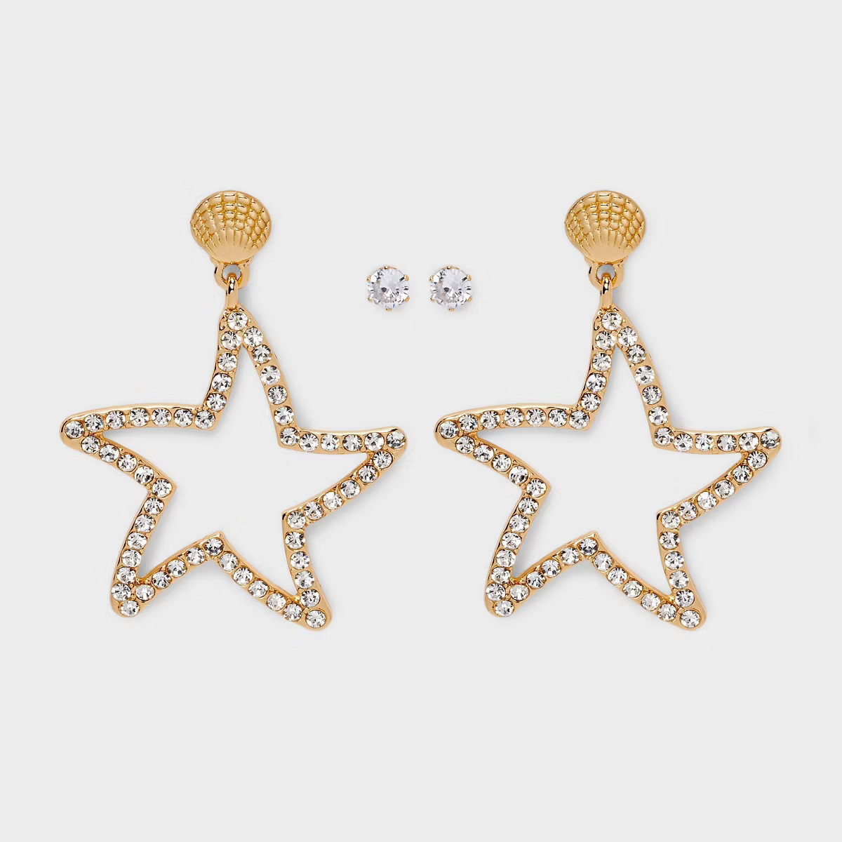 Seashell Starfish and Cubic Zirconia Earring Set 2pc - Wild Fable™ Gold | Target