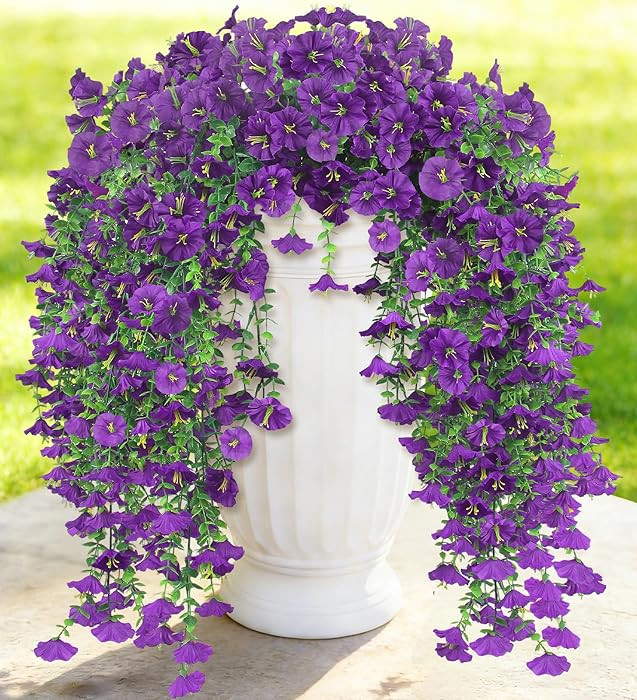 Artificial Hanging Flowers for Outdoors, 6 PCS Silk Morning Glory Artificial Flowers with Eucalyp... | Amazon (US)