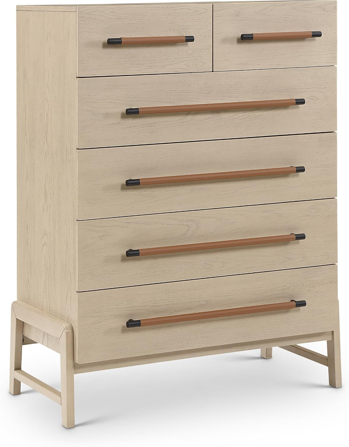 Meridian Furniture 360Natural-CH Kaya Collection Modern | Contemporary Chest with Natural Oak Finish, Oak Veneer, Vegan Leather Handles, Solid Wood Legs, 36.5" W x 19.5" D x 49.5" H, Natural | Amazon (US)