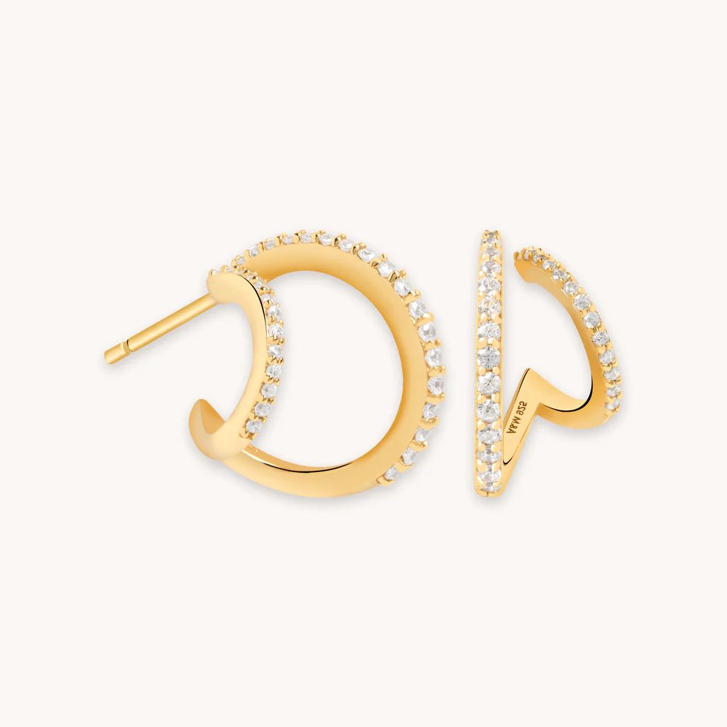 Illusion Crystal Hoops in Gold | Astrid and Miyu