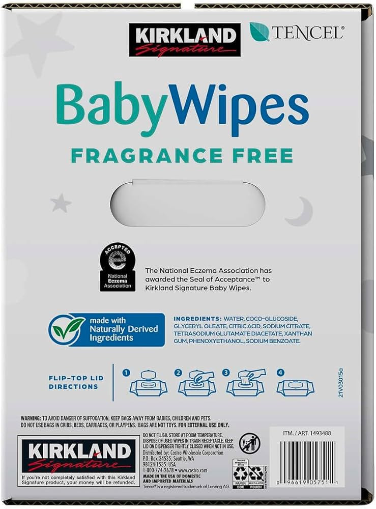 Kirkland Signature Baby Wipes Fragrance Free, 900 Count | Amazon (US)
