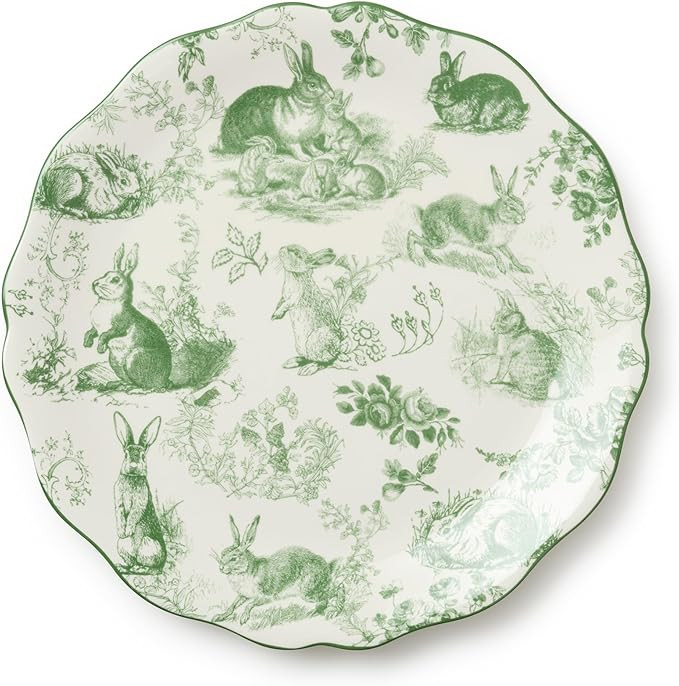 Le Jardin 13 Inch ROUND PLATTER – Bunny Stoneware Serving Tray for Appetizers, Roasts & Dessert... | Amazon (US)