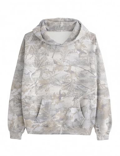 MSBESYOR Camo Hoodie for Men Women Oversized Fleece Maple Leaf Hooded Sweatshirt Graphic Print Pullover Hoodies with Pocket | Amazon (US)