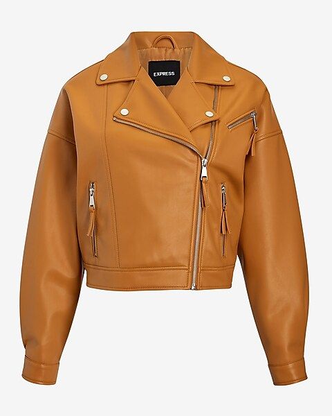 Cropped Faux Leather Moto Jacket | Express