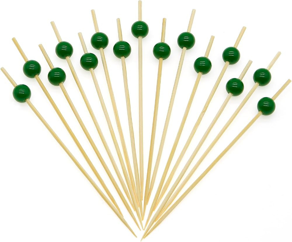Minisland Dark Green Pearl Cocktail Picks, 4.7 Inch Long Bamboo Fancy Toothpicks for Appetizers, ... | Amazon (CA)