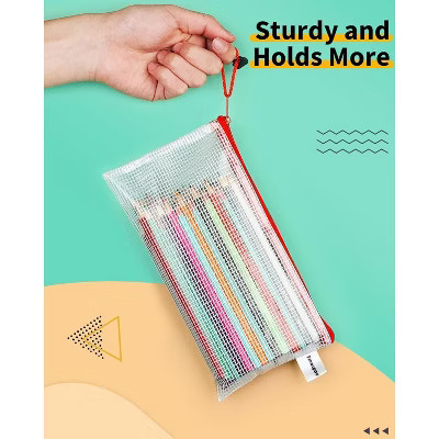 24PCS Pencil Pouches Bulk, 9.3" x 4.7"Mesh Zipper Pouch Pencil Case, 12 Colors Waterproof Small Zipper Pouches | Target