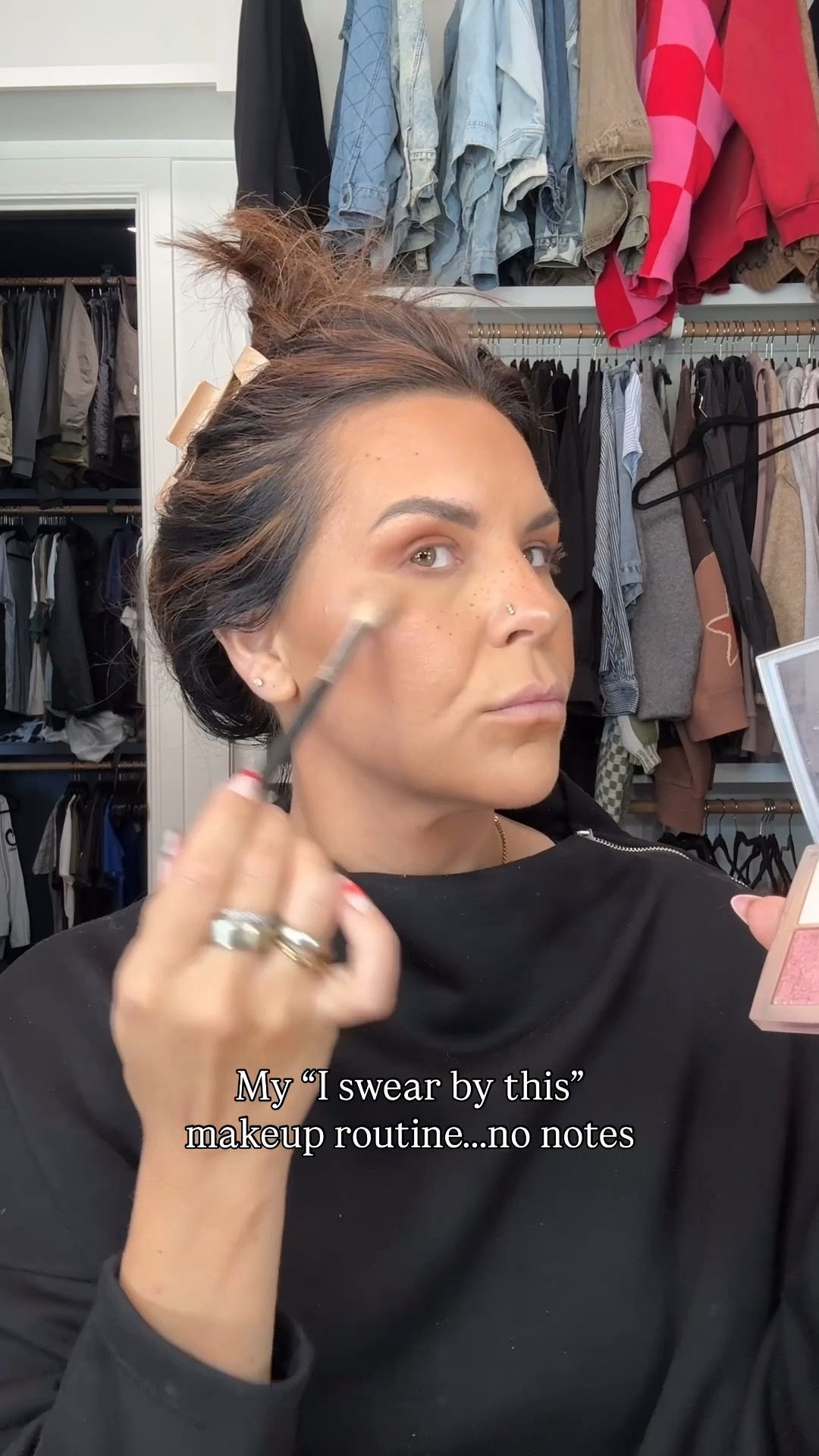 My current hyper fixation makeup routine. 
 Blush is : LUMINOUSO
LIP ONE: wherever walnut
Lip two: Frappuccino 

#LTKBeauty #LTKFindsUnder50 #LTKgrwm