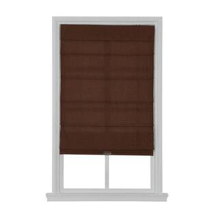 Cordless Light Filtering Fabric Roman Shade 30X64 Chocolate | The Home Depot
