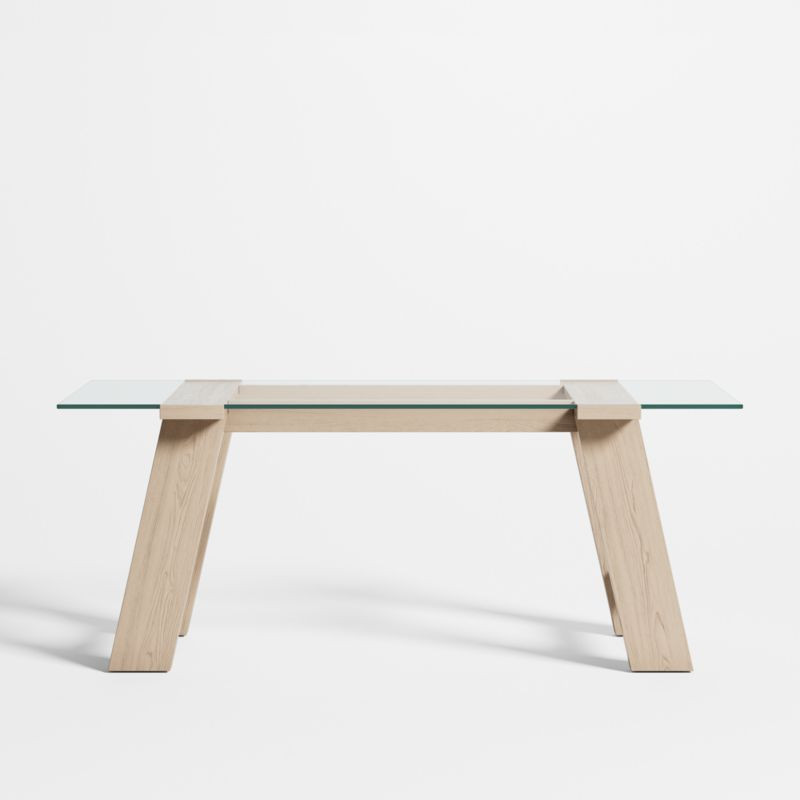 Madison 72" Glass Desk with Bleached Wood Base + Reviews | Crate & Barrel | Crate & Barrel
