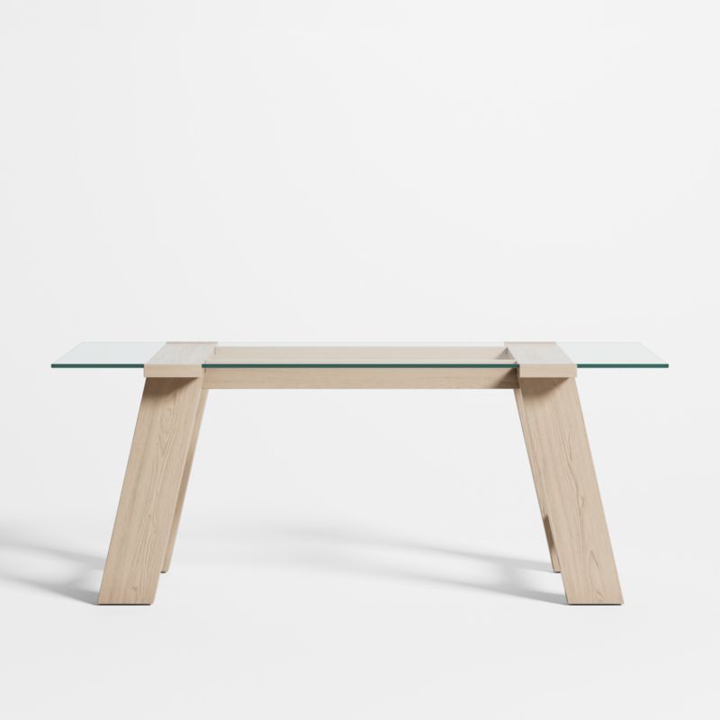 Madison 72" Glass Desk with Bleached Wood Base + Reviews | Crate & Barrel | Crate & Barrel