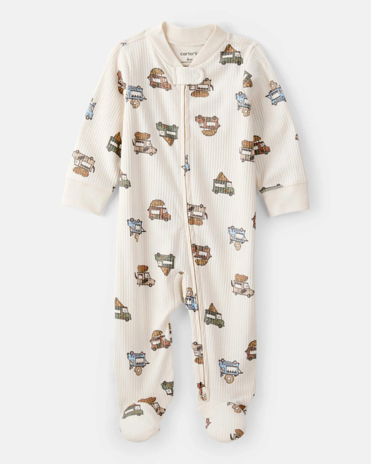 Baby Boy Truck Print Cotton Long-Sleeve Sleep & Play Pajamas - Ivory | Carter's Inc
