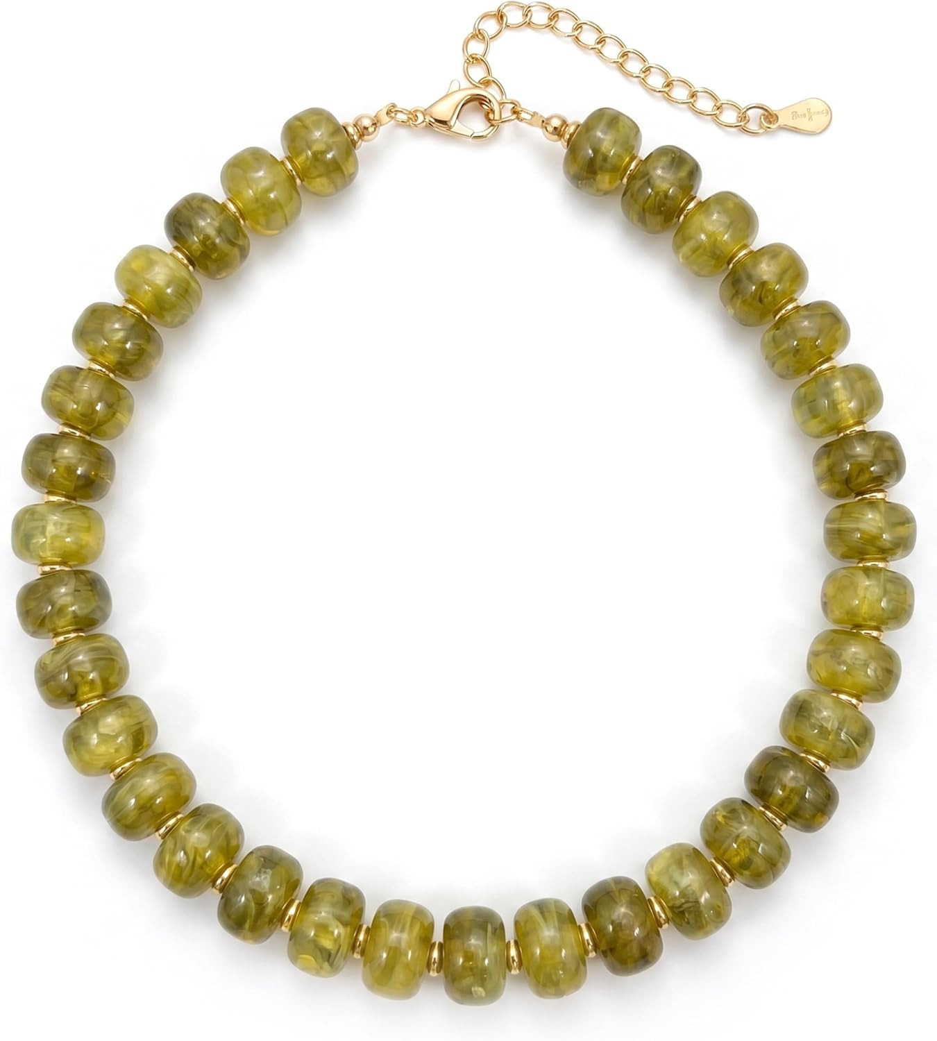 Beaded Necklaces for Women, Chunky Acrylic Bead Choker Necklace, Colorful White Statement Jewelry with Gold Color Charm Styles, Adjustable Summer Beach Boho Gifts for Women | Amazon (US)