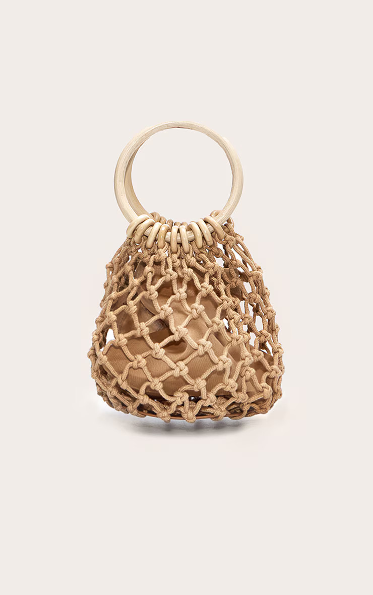 Tan Raffia Bucket Grab Bag | Accessories | PrettyLittleThing UK