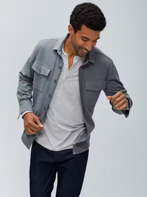 Grey Heather Men's Composite Merino Henley | Ministry of Supply | Ministry of Supply