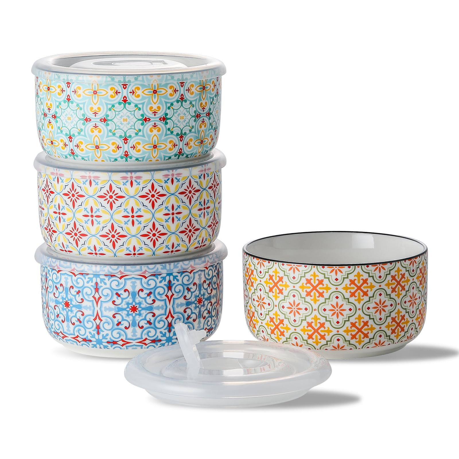 Ceramic Bowls Set with Lid: Microwave Safe Soup Containers for Meal Prep, Cereal, Salad, Picnic, ... | Amazon (US)