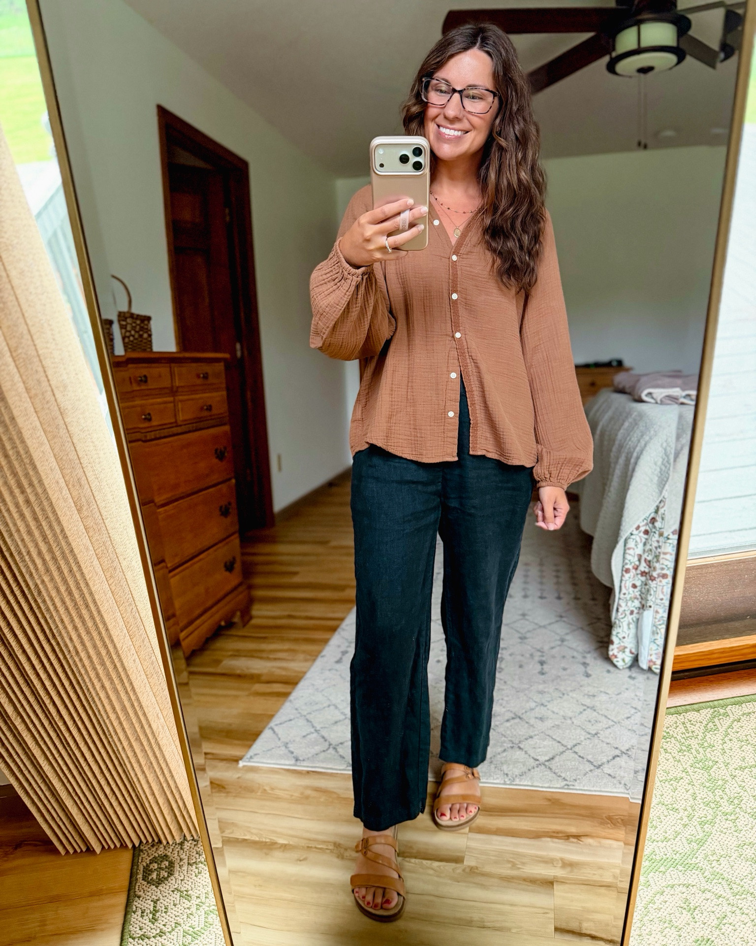 small in this gauze cotton top and xs in these black linen pants (I also own green, tan and gingham). My sandals are size 6🤎

#LTKgrwm #LTKPetite #LTKootd