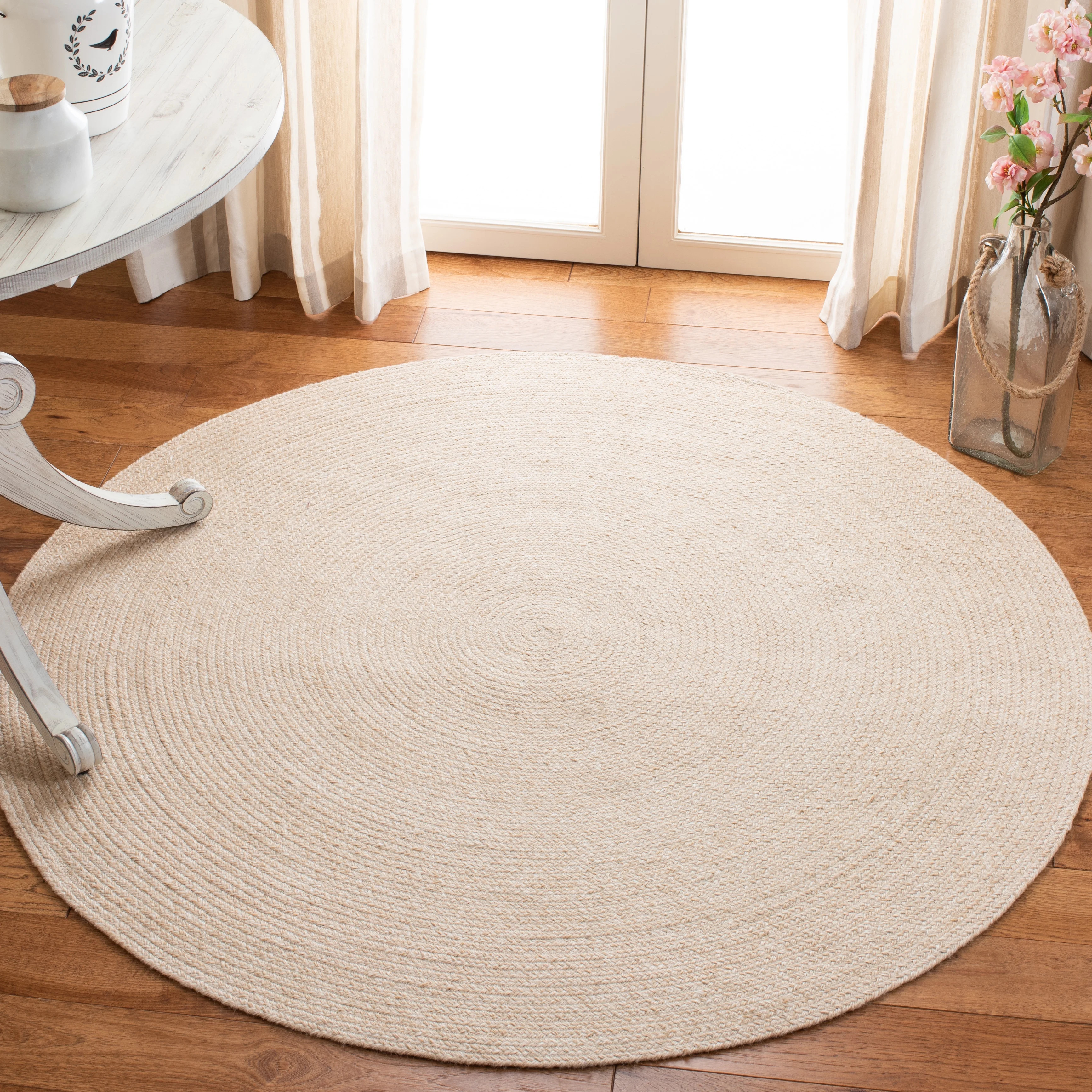 SAFAVIEH Braided Caleb Solid Polyester Reversible Area Rug, Beige, 3' x 3' Round | Walmart (US)