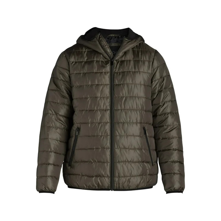 Big Chill Men’s Midweight Quilted Puffer Jacket with Hood, Sizes M-XXL | Walmart (US)