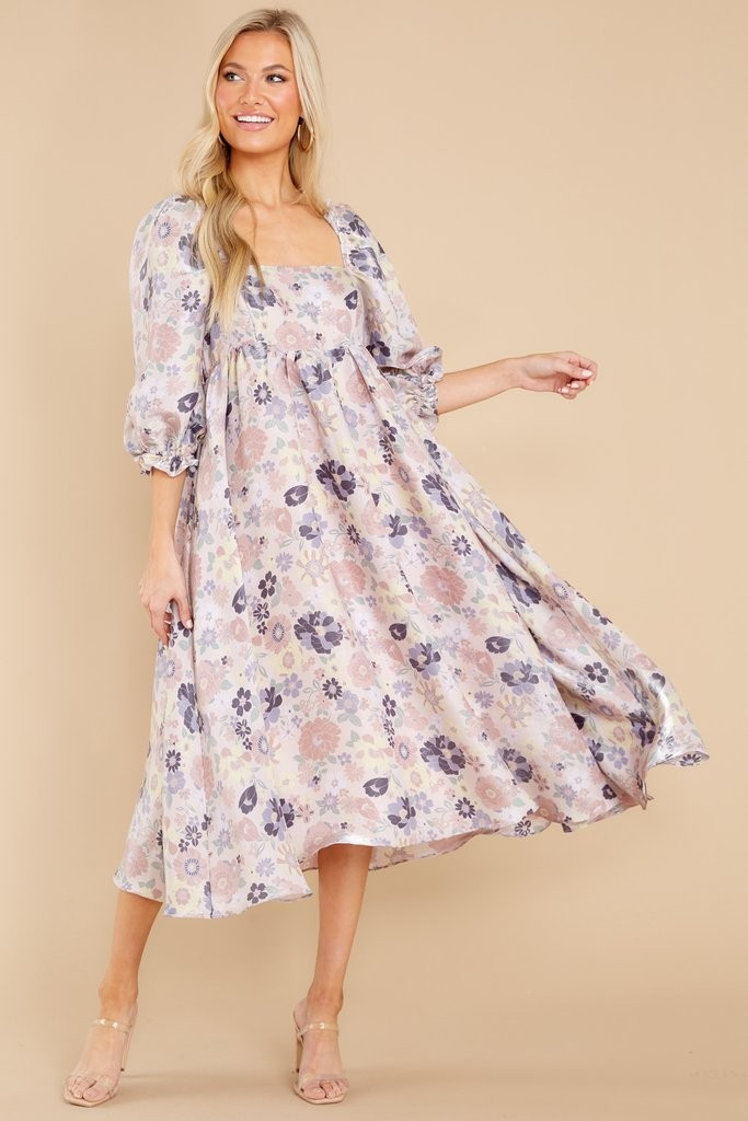 Love Wins Lavender Floral Print Midi Dress | Red Dress 