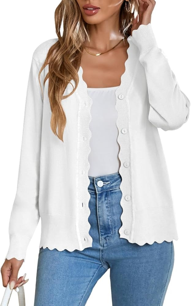 TASAMO Women's Long Sleeve V-Neck Knitted Cardigan Sweater Comfortable Fashion 2025 Slim Fit Basi... | Amazon (CA)