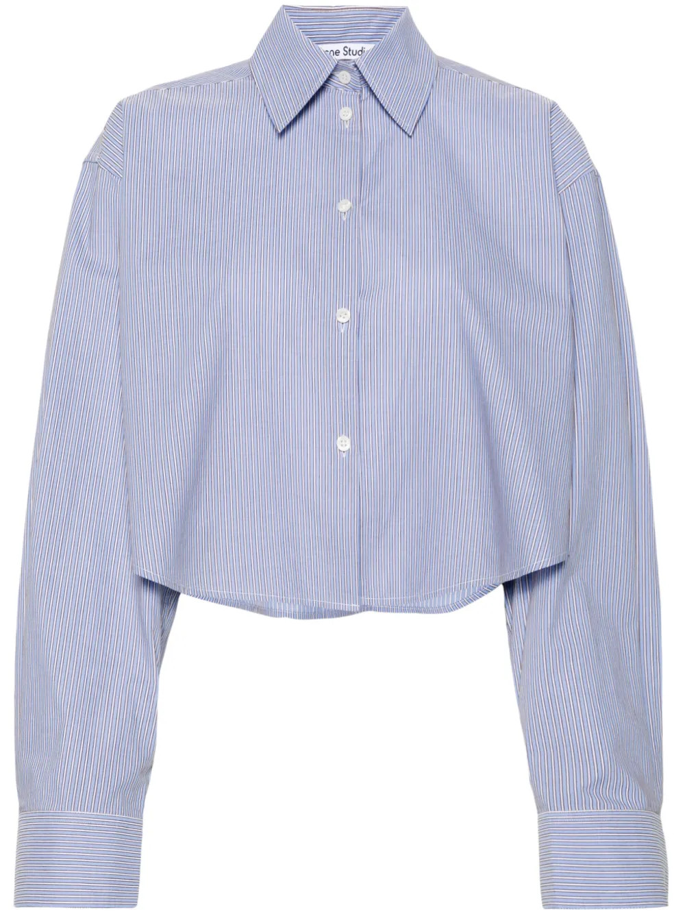 Acne Studios Striped Cropped Cotton Shirt | Blue | FARFETCH UK | Farfetch Global