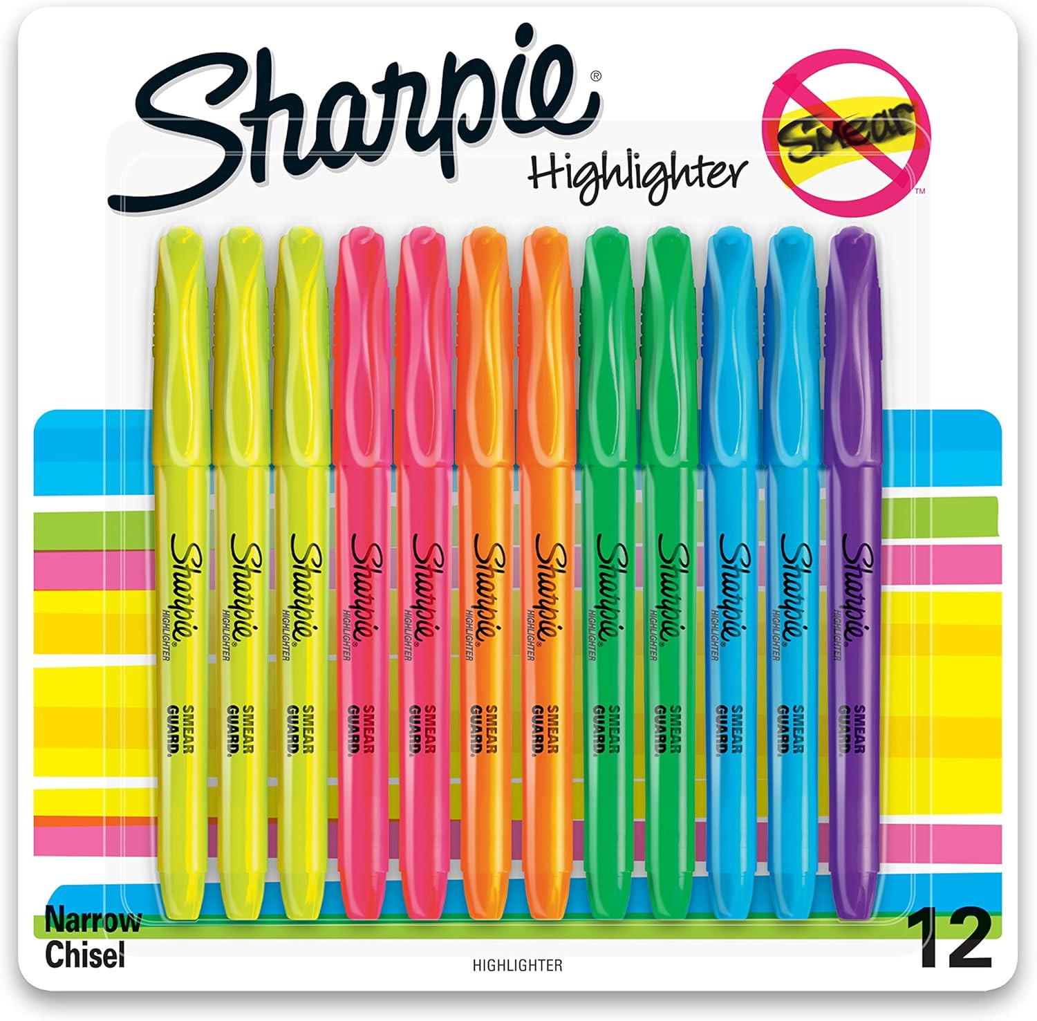 Sharpie Pocket Style Highlighters, Assorted Fluorescent, 12 Count, Chisel Tip, Perfect for Office... | Amazon (US)