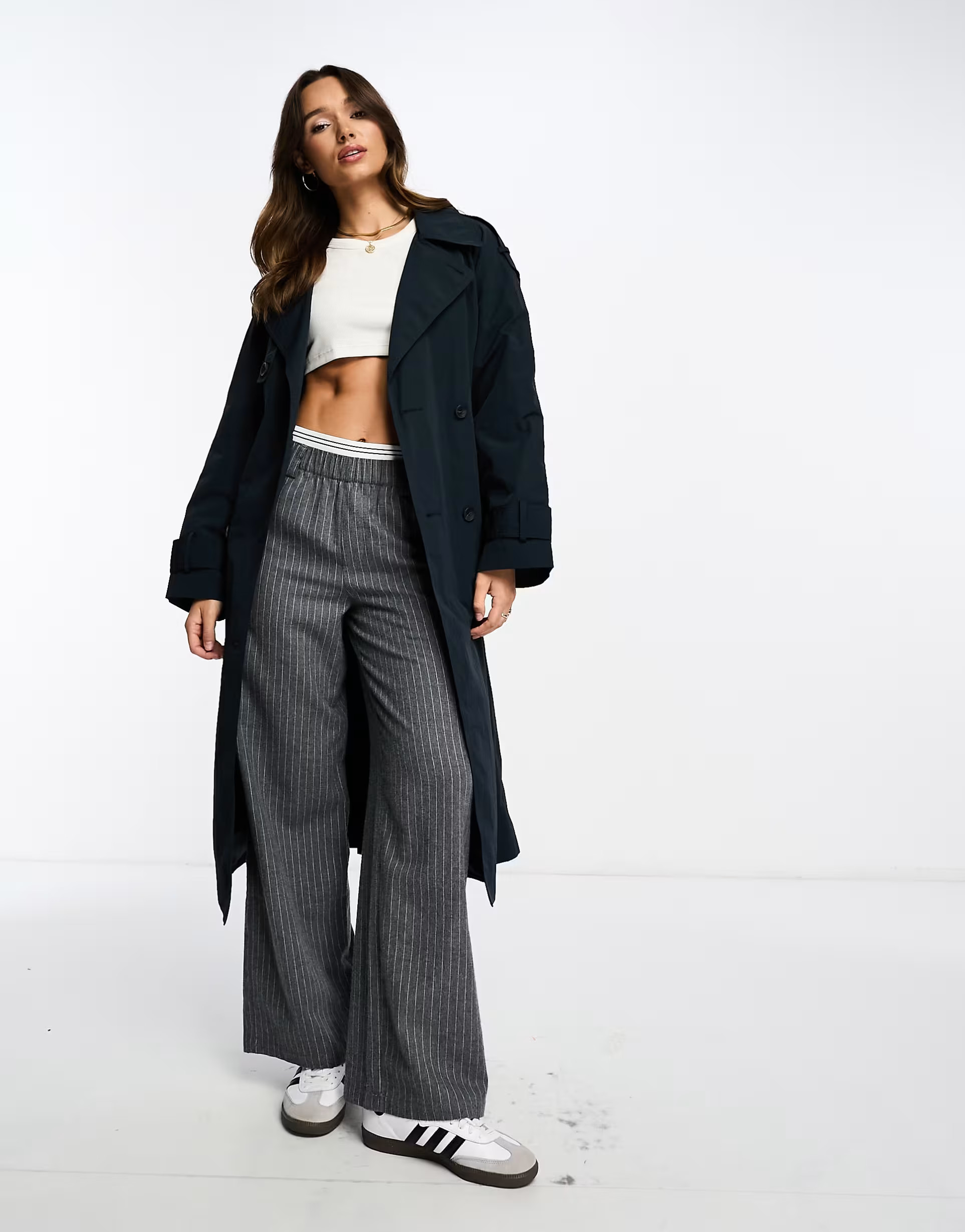 ASOS DESIGN crisp trench coat in dark navy | ASOS (Global)