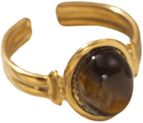 Pierced Owl Stainless Steel Oval Stone Center Adjustable Ring | Amazon (US)