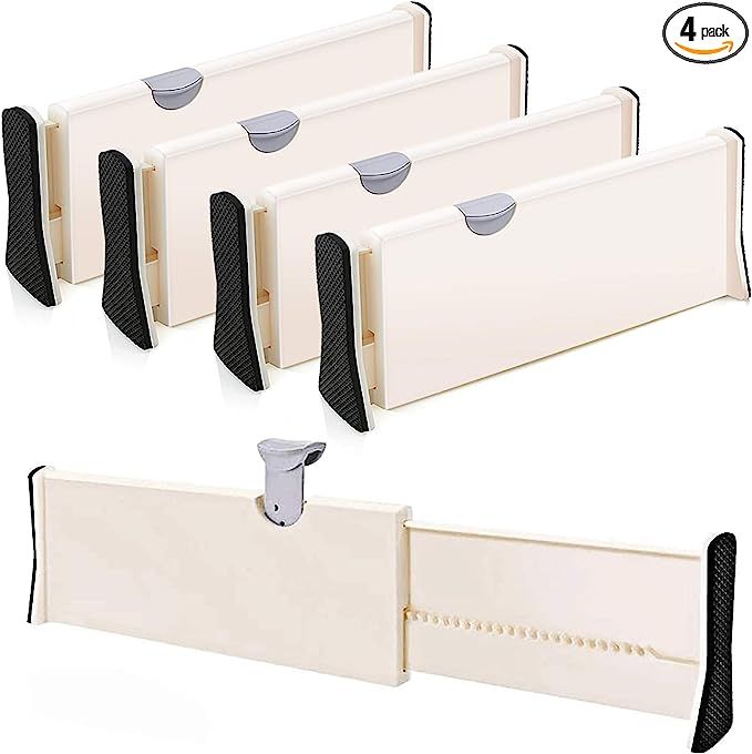 4-Pack Adjustable Drawer Dividers Organizer Separators - Good Grips Dresser Organizer - for Bedro... | Amazon (US)