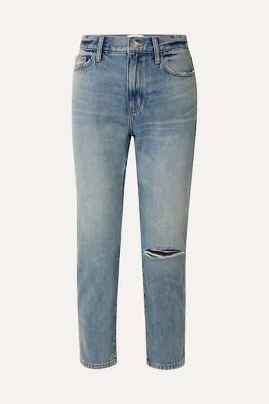 The Vintage cropped distressed high-rise slim-leg jeans | NET-A-PORTER (US)