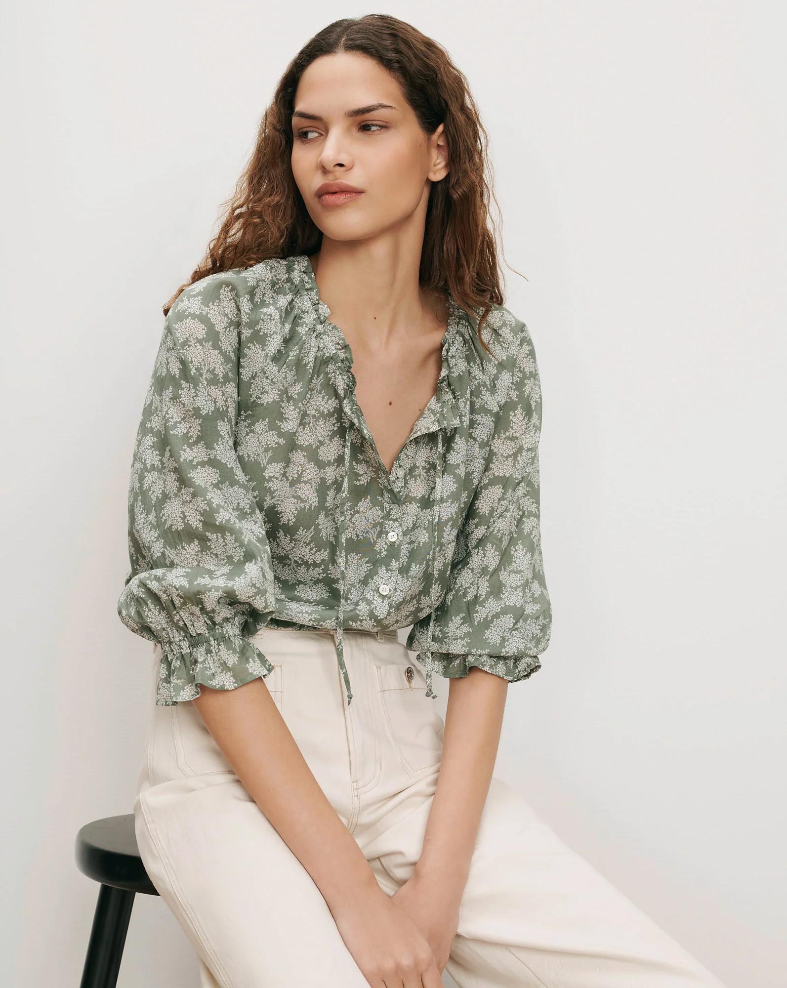 Williamsen Floral Blouse in Sage/Dove White | Veronica Beard | Veronica Beard