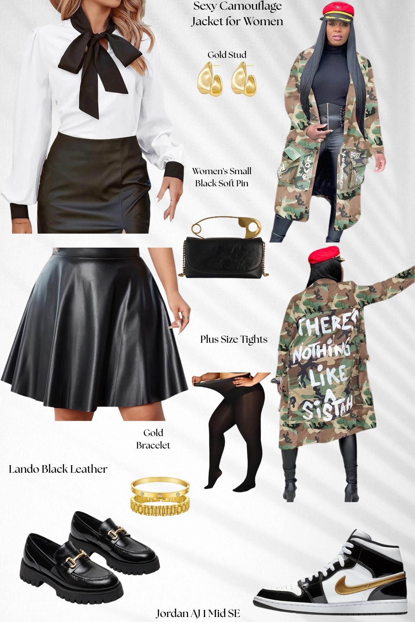 Camo chic but make it BOSS energy 🔥
Camo statement jacket over a black mockneck, black faux leather mini, plus size tights, gold studs + stacked gold bracelet, black pin bag, finished with chunky loafers (swap for AJ1s for a sporty twist).

#LTKPlusSize #LTKootd #LTKMidsize